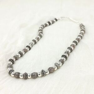 Napier silver bead classic neutral preppy necklace
